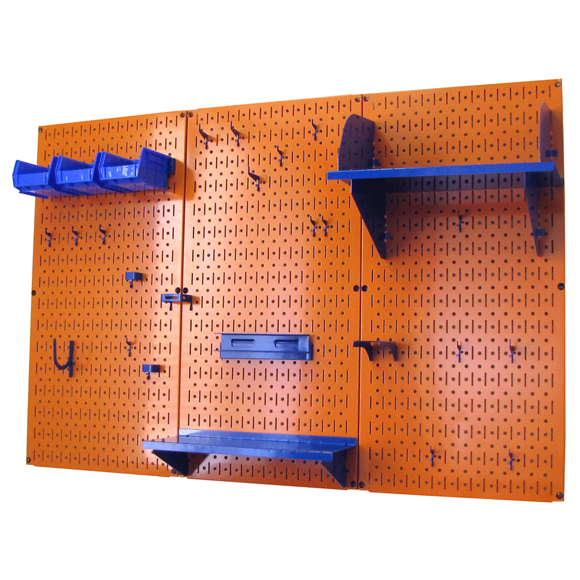 Wall Control Industrial Metal Pegboard Tool Storage Kit — 4ft., 20-Ga. Steel, Orange Toolboard, Blue Accessories, Model# 35IWRK-400-ORBU